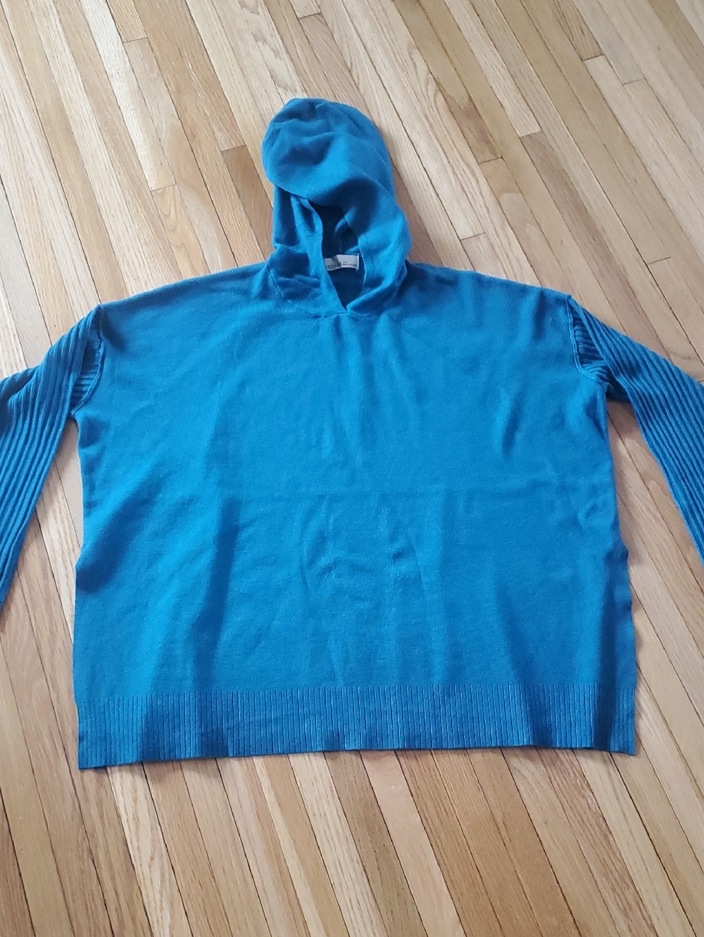Zenana Outfitters Teal Hooded Knit Sweater